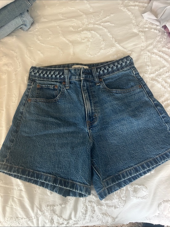 Abercrombie & Fitch Pants - Abercrombie & Fitch Dark Blue Braided-Waist Denim Shorts